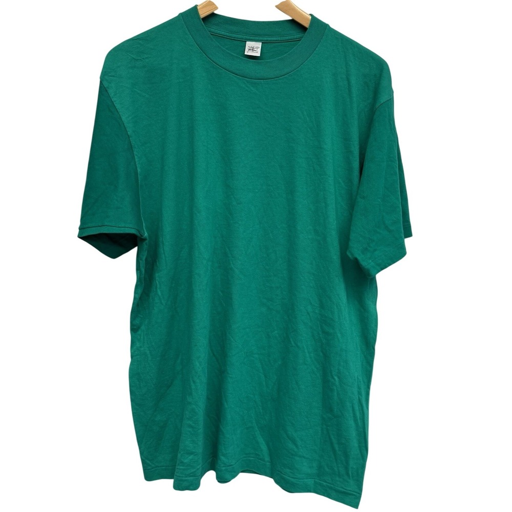 VTG Jockey Blank S.S. T-Shirt Color Block Sleeve Two Tone Green Size Lg (42-44)